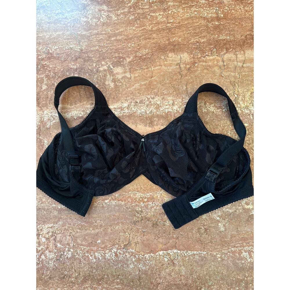 EUC Wacoal 42DD Wacoal Awareness Full Figure Underwire Black Floral Bra